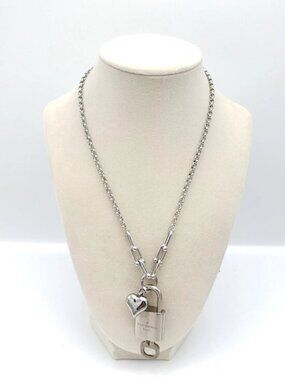Authentic Louis Vuitton Vintage Silver Padlock Necklace✦Unbranded Silver Plated
